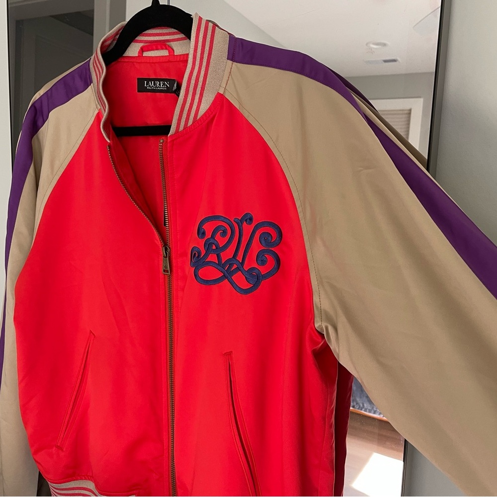 Ralph Lauren Embroidered Satin Bomber Jacket - Picture 2 of 15